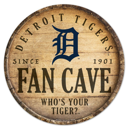 Detroit Tigers 14" Round Barrel Top Wood Sign