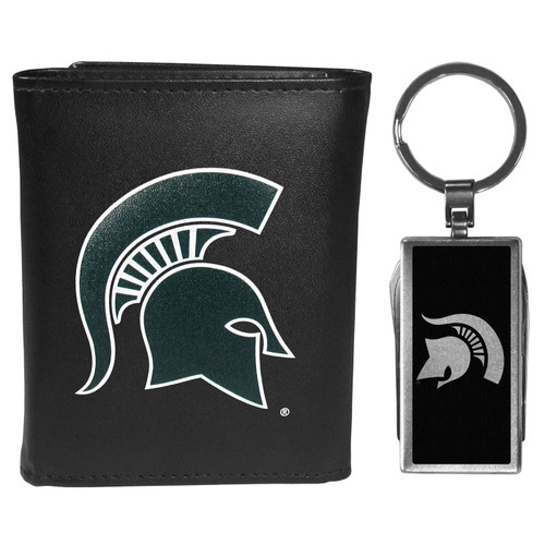 Michigan State Spartans Black Tri-fold Wallet & Multitool Key Chain