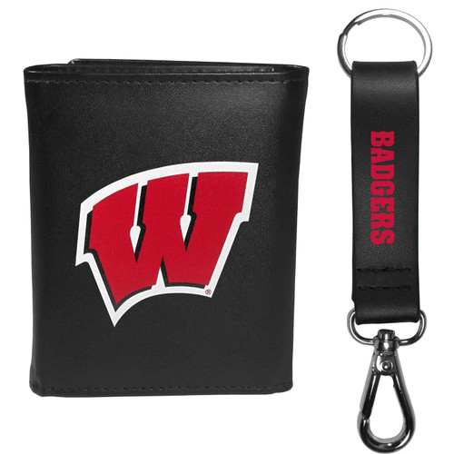Wisconsin Badgers Tri-fold Wallet & Strap Key Chain