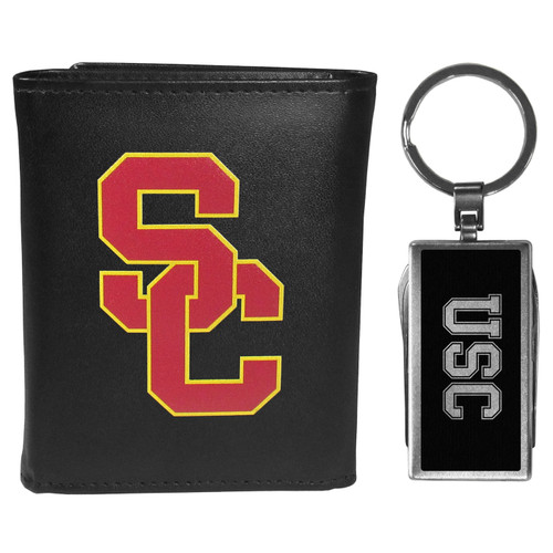 USC Trojans Black Tri-fold Wallet & Multitool Key Chain