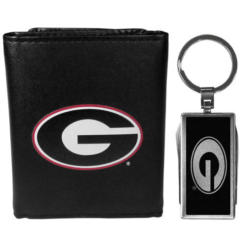 Georgia Bulldogs Black Tri-fold Wallet & Multitool Key Chain