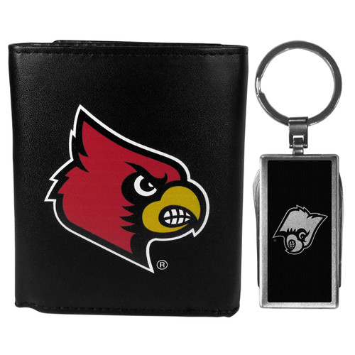 Louisville Cardinals Black Tri-fold Wallet & Multitool Key Chain