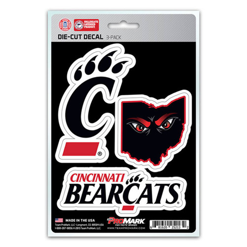 Cincinnati Bearcats Die Cut Team Decal - 3 Pack