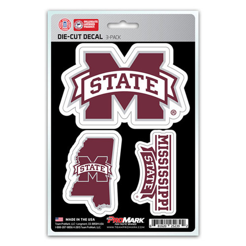 Mississippi State Bulldogs Die Cut Team Decal - 3 Pack