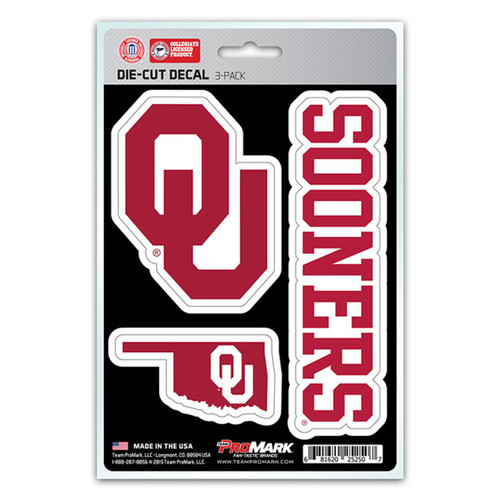 Oklahoma Sooners Die Cut Team Decal - 3 Pack