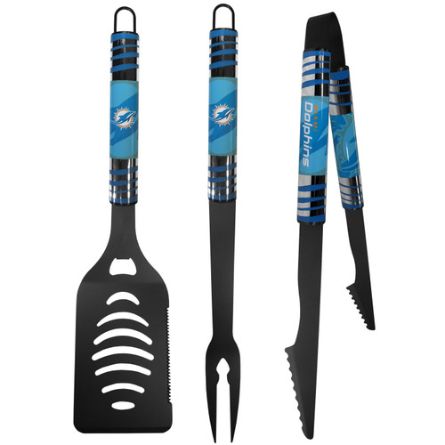 Miami Dolphins 3 Piece Black Tailgater BBQ Set