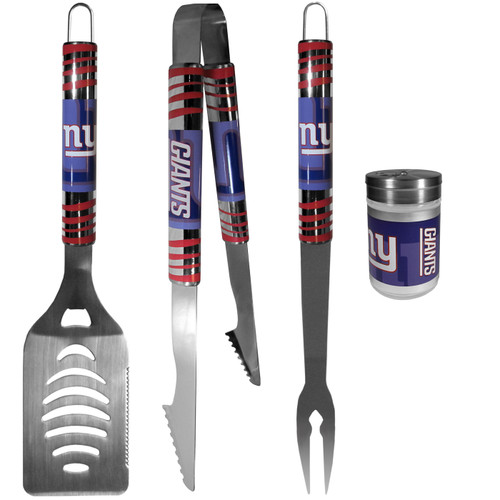 New York Giants 3 Piece Tailgater BBQ Set and Season Shaker