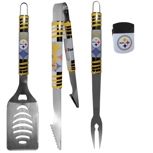 Pittsburgh Steelers 3 Piece BBQ Set and Chip Clip