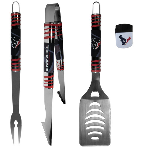 Houston Texans 3 Piece BBQ Set and Chip Clip