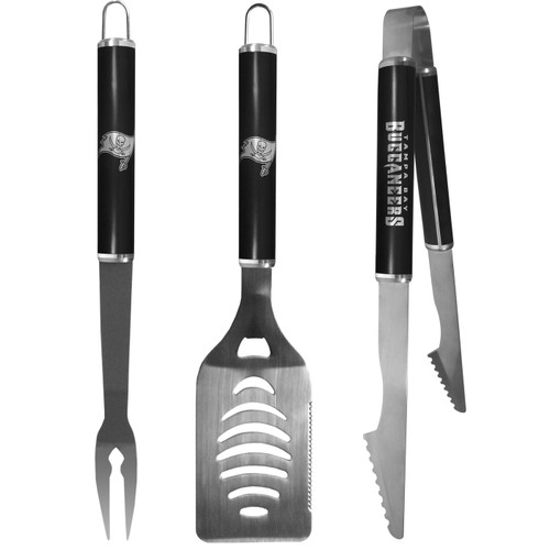 Tampa Bay Buccaneers 3 Piece Steel BBQ Set in Black