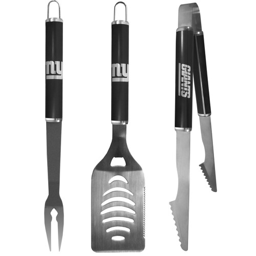 New York Giants 3 Piece Steel BBQ Set in Black