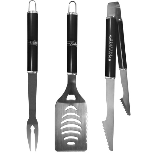 Seattle Seahawks 3 Piece Steel BBQ Set in Black