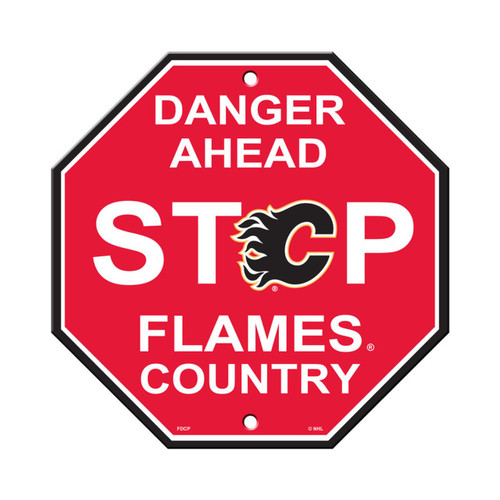 Calgary Flames 12" x 12" Plastic Stop Sign