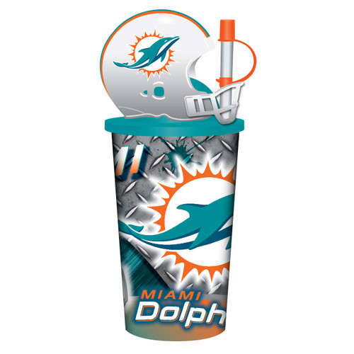 Miami Dolphins 32 oz. Plastic Helmet Cup with Straw