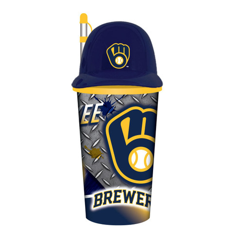 Milwaukee Brewers 32 oz. Plastic Helmet Cup with Straw