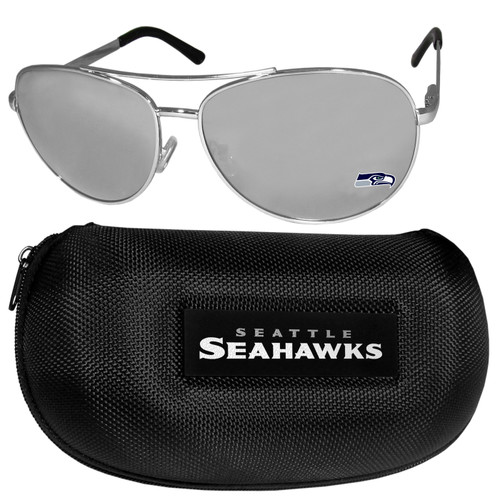 Seattle Seahawks Aviator Sunglasses and Zippered Carrying Case