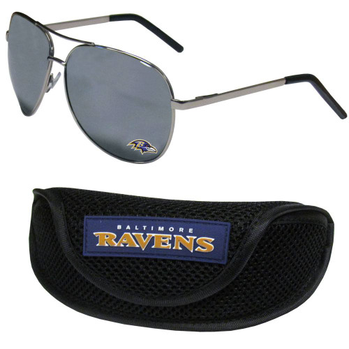Baltimore Ravens Aviator Sunglasses and Zippered Carrying Case