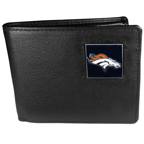 Denver Broncos Leather Bi-fold Wallet in Gift Box