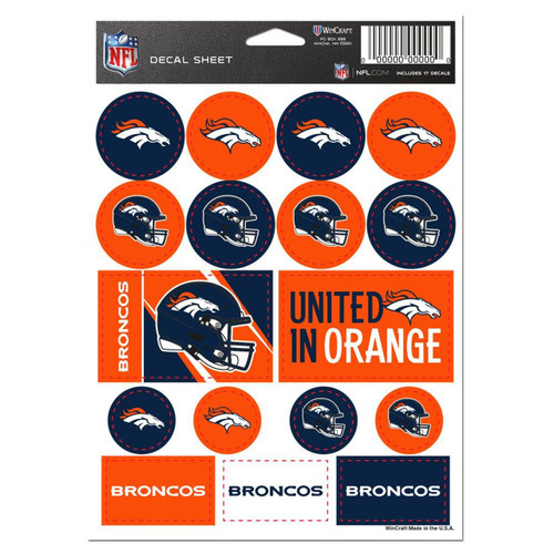 Denver Broncos Vinyl Decal Sheet