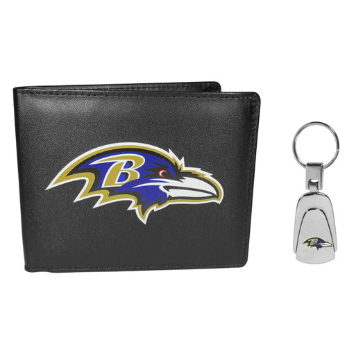 Baltimore Ravens Bi-fold Wallet & Steel Key Chain