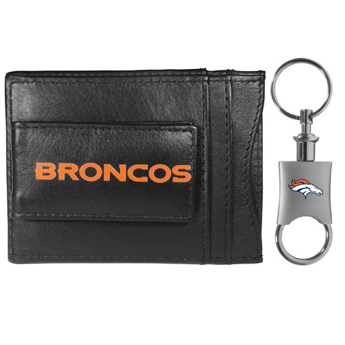 Denver Broncos Leather Cash & Cardholder & Valet Key Chain