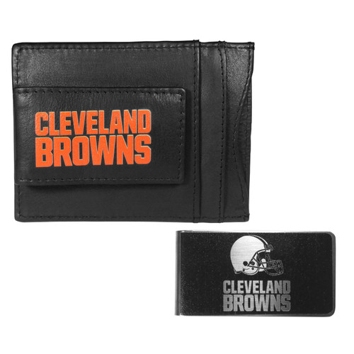 Cleveland Browns Leather Cash & Cardholder & Black Money Clip