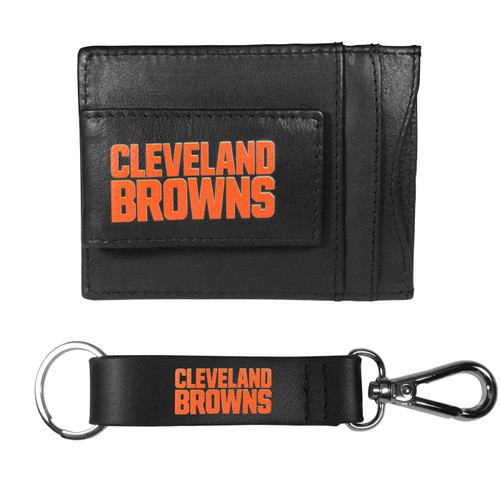 Cleveland Browns Leather Cash & Cardholder & Strap Key Chain