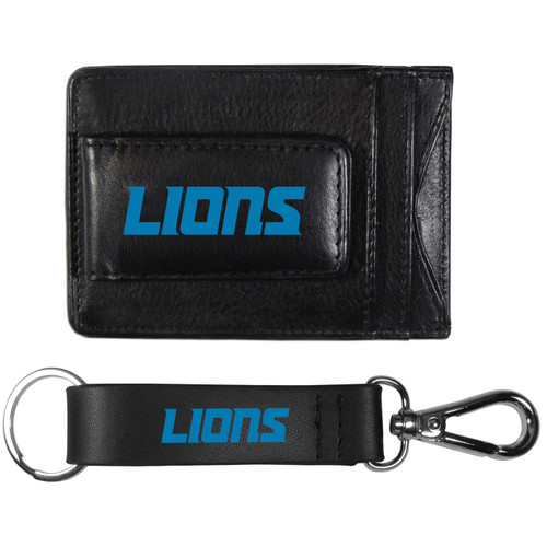 Detroit Lions Leather Cash & Cardholder & Strap Key Chain