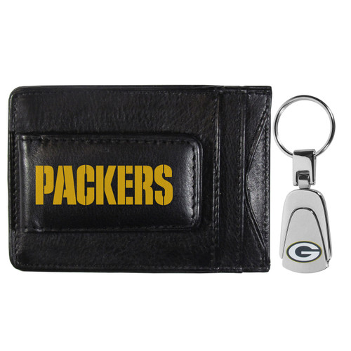 Green Bay Packers Leather Cash & Cardholder & Steel Key Chain