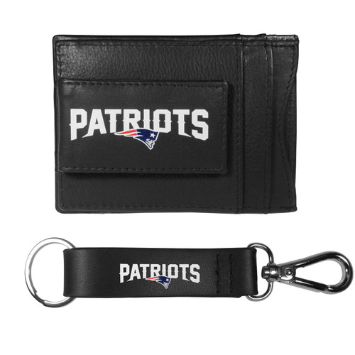 New England Patriots Leather Cash & Cardholder & Strap Key Chain