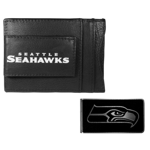 Seattle Seahawks Leather Cash & Cardholder & Black Money Clip