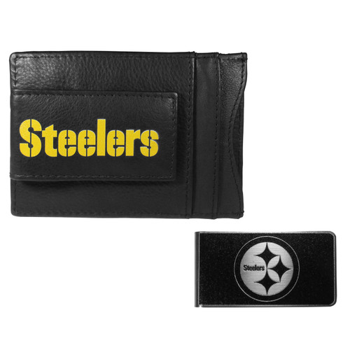 Pittsburgh Steelers Leather Cash & Cardholder & Black Money Clip