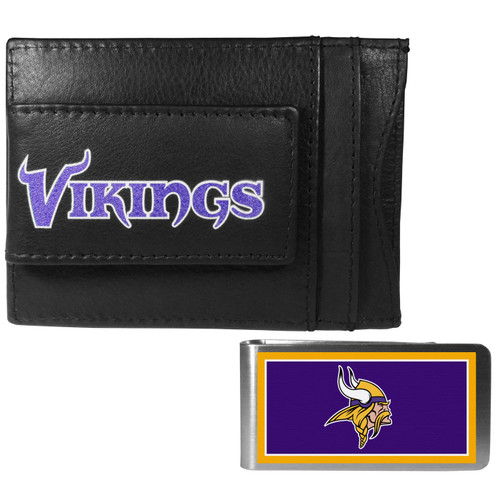 Minnesota Vikings Leather Cash & Cardholder & Color Money Clip