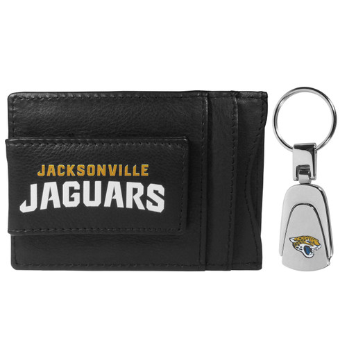 Jacksonville Jaguars Leather Cash & Cardholder & Steel Key Chain