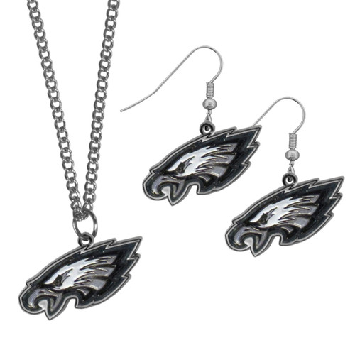 Philadelphia Eagles Dangle Earrings Chain Necklace Set