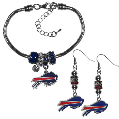 Buffalo Bills Euro Bead Earrings & Bracelet Set