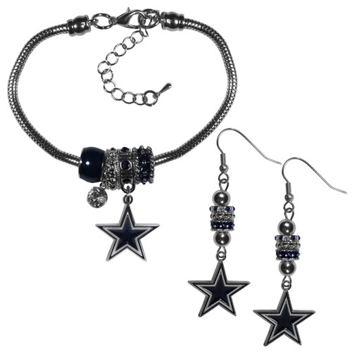 Dallas Cowboys Euro Bead Earrings & Bracelet Set