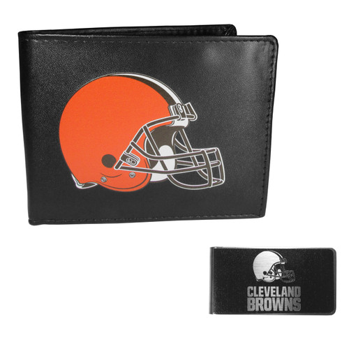 Cleveland Browns Leather Bi-fold Wallet & Black Money Clip