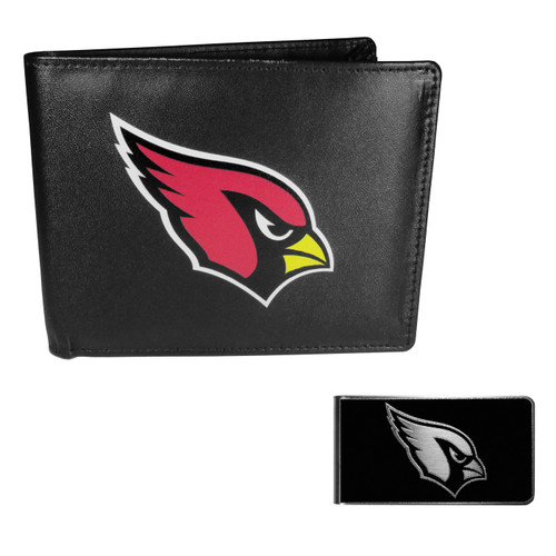 Arizona Cardinals Leather Bi-fold Wallet & Black Money Clip