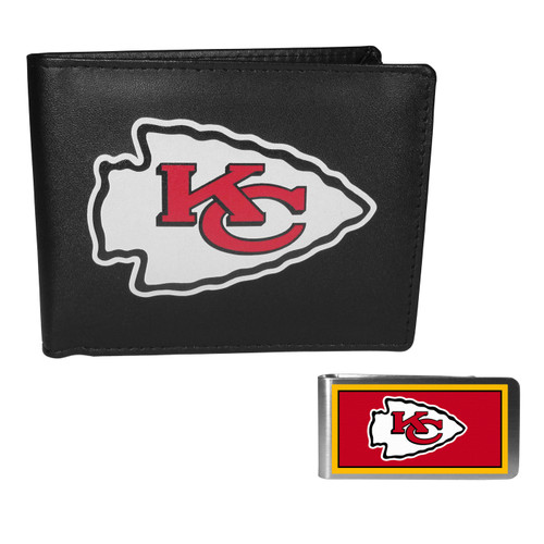 Kansas City Chiefs Leather Bi-fold Wallet & Color Money Clip