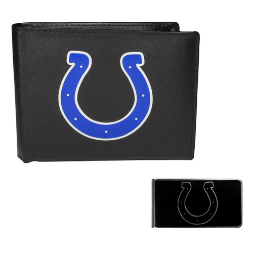 Indianapolis Colts Leather Bi-fold Wallet & Black Money Clip