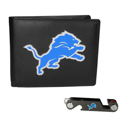 Detroit Lions Leather Bi-fold Wallet & Key Organizer