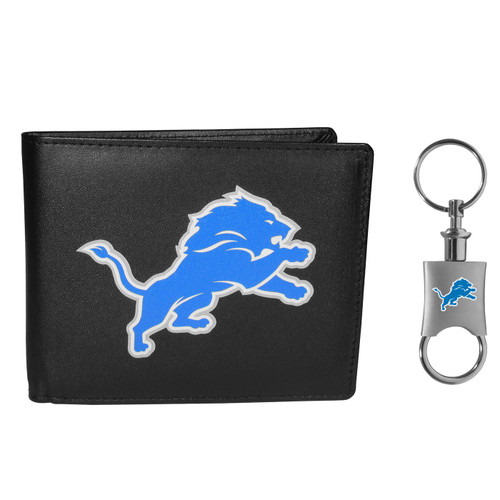 Detroit Lions Leather Bi-fold Wallet & Valet Key Chain