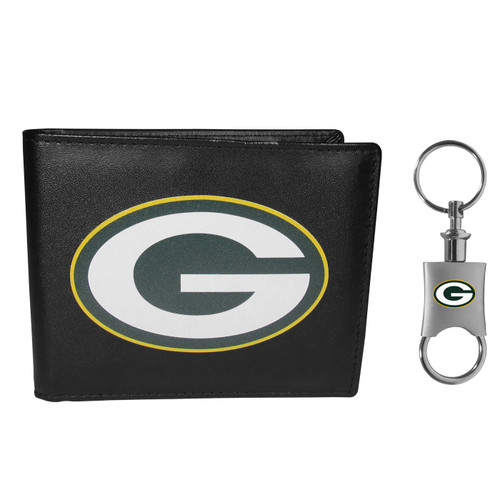 Green Bay Packers Leather Bi-fold Wallet & Valet Key Chain