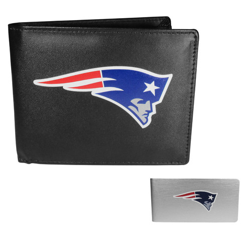 New England Patriots Leather Bi-fold Wallet & Money Clip