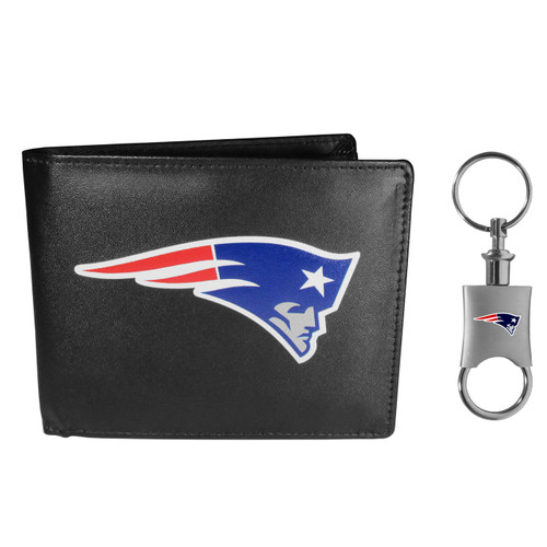 New England Patriots Leather Bi-fold Wallet & Valet Key Chain