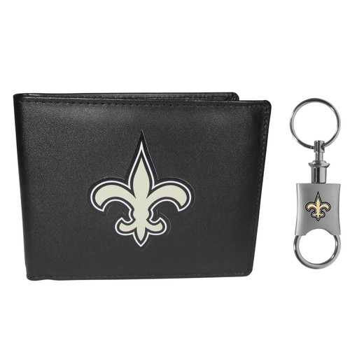 New Orleans Saints Leather Bi-fold Wallet & Valet Key Chain