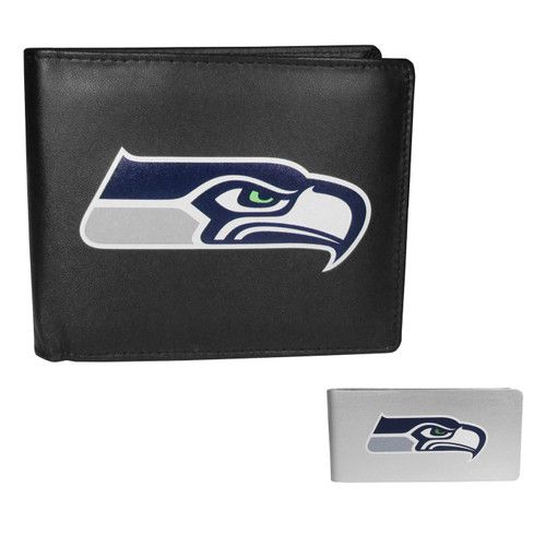 Seattle Seahawks Leather Bi-fold Wallet & Money Clip