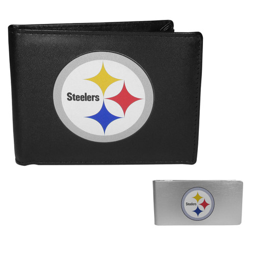 Pittsburgh Steelers Leather Bi-fold Wallet & Money Clip