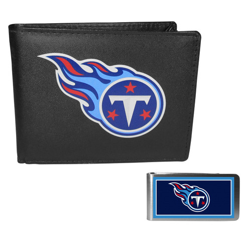 Tennessee Titans Leather Bi-fold Wallet & Color Money Clip
